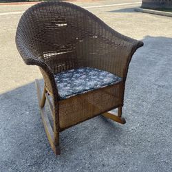 Vintage Wicker Wooden Child’s Rocking Chair 