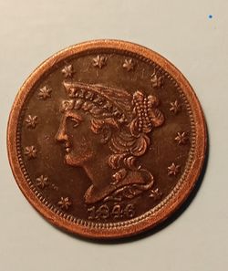 US 1846 Braided Hair Half Cent Contemporary Restrike Token - Coin
