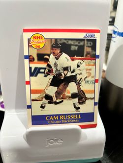 Score 1990-91 Cam Russell #408 Chicago Blackhawks NHL Prospect '90 Rookie Card