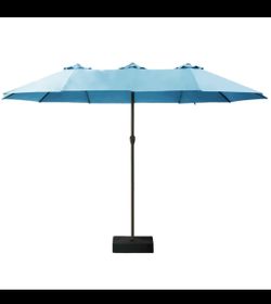 15x9ft Long Rectangular Large Outdoor Patio Umbrella, Includes Base, Double Table Umbrella With A Crank Handle, Market Umbrella - UV Resistant, Heavy