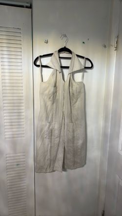 Cream Linen Sleeveless Guayabera Dressy