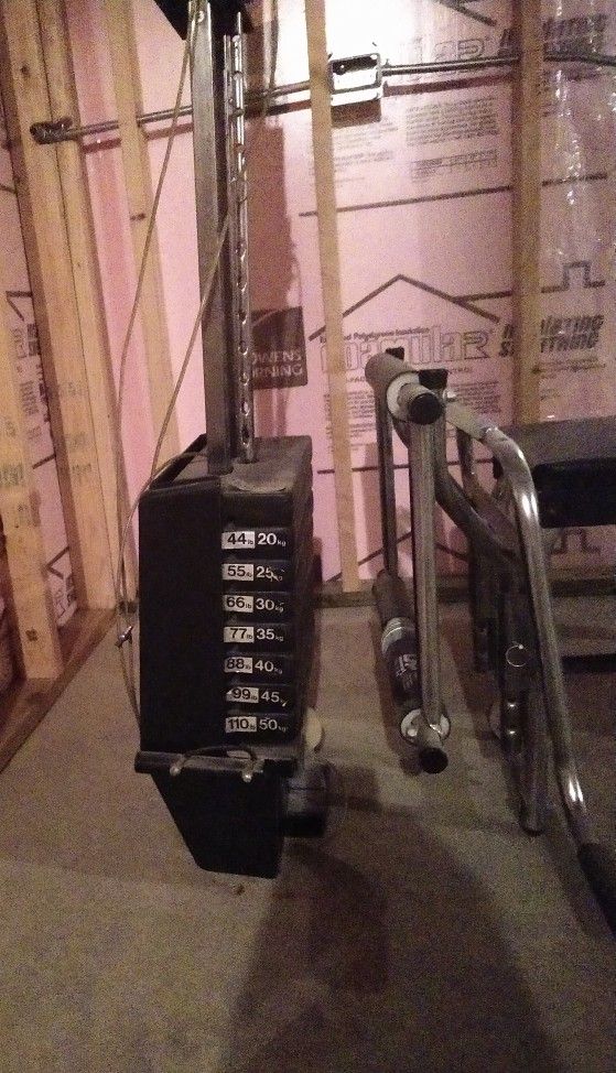 Weight Bench W/Weights And Bar Set