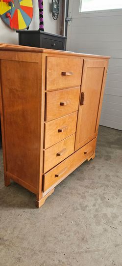 Wood Dresser with Drawers and Cabinet