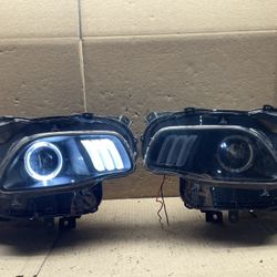 #OH37 Jeep Cherokee LED Black Halogen Headlight Pair 