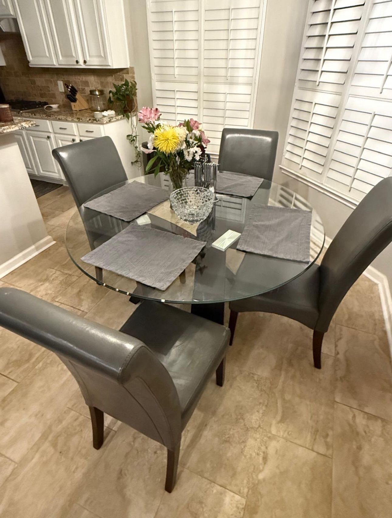 Modern Glass Dining Table Set – 4 Chairs Included 