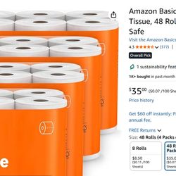 48 Rolls Toilet Paper Amazon Basics 1 Ply
