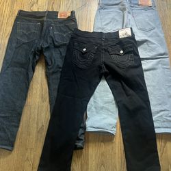 Levi 501 , True Religion Jeans 