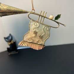 Vintage 1998 Horn Ornate Metal Christmas Ornament Nutcracker 