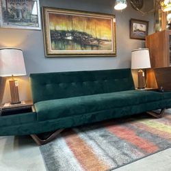 Adrian Pearsall Inspired Click Clack Sofa W/ Built In End Tables