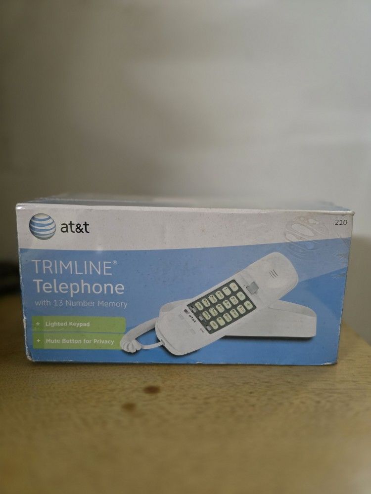 AT&T 210 Corded Trimline Phone with Speed Dial and Memory Buttons, White
