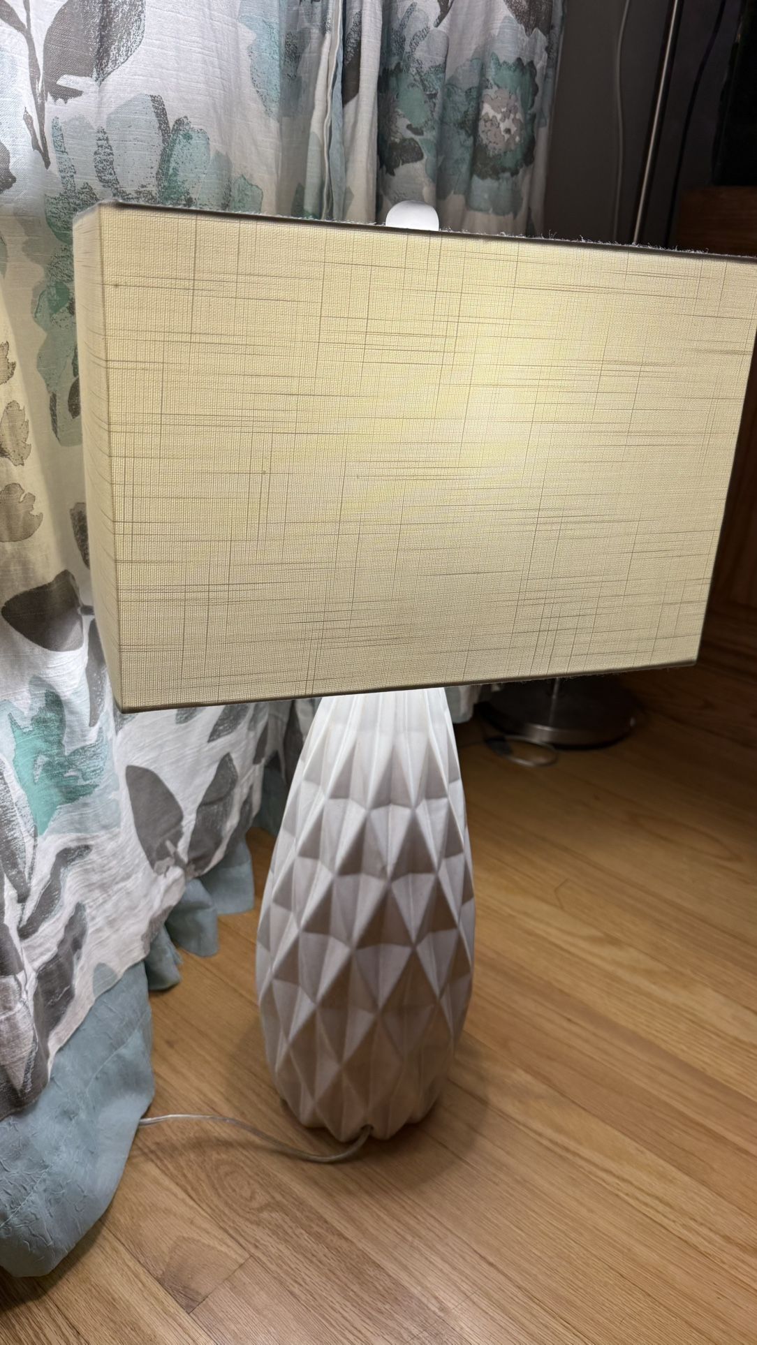 White Table Lamp with Rectangular Shade check more pictures