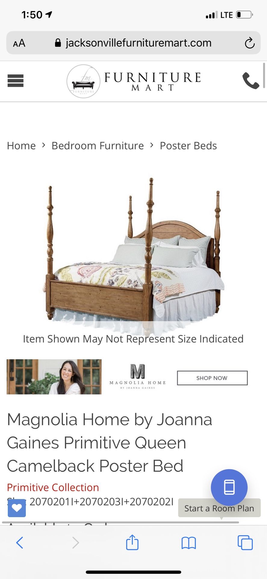 Magnolia Home by Joanna Gaines Primitive Queen Camelback Poster Bed