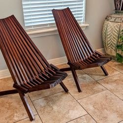 Two Folding Wooden Chairs 