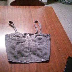 Denim Gray Crop Top