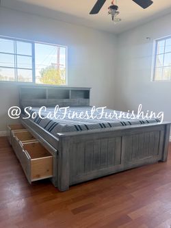 New Queen Bed and mattress with drawers