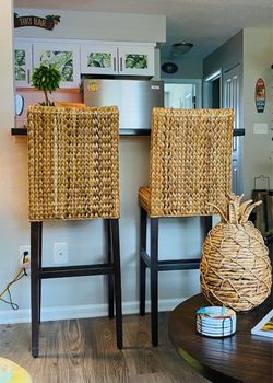 Set of Bar Height Seagrass Barstools