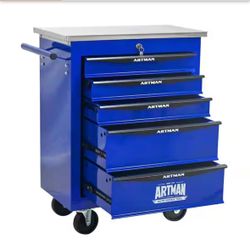BRAND NEW IN BOX Shop Damodpoy 5-Drawer 13.58 in. W Multi-Purpose Black and Blue Tool Cabinets on Wheels with Steel Top for Garages and Workshops