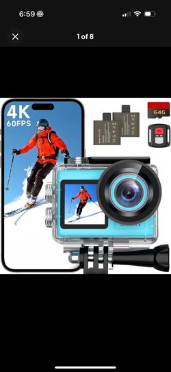 4K60FPS Action Camera, 30MP, Front LCD & Touch Rear, 132FT Waterproof, 64GB Card
