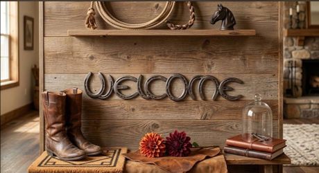 ***Custom Horseshoe "WELCOME" Sign - Rustic Home Decor - 32" L x 5" H***