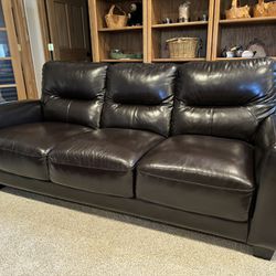 Leather Couch Dark Brown 