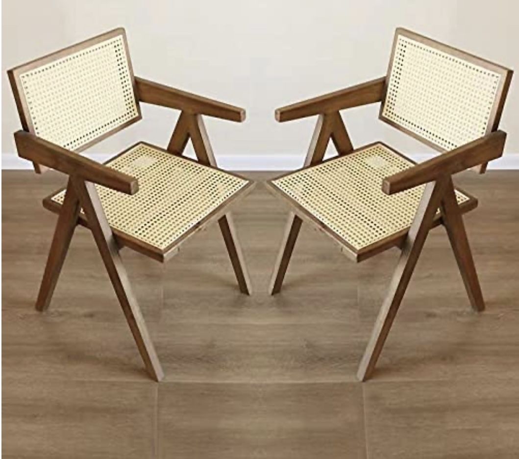 Retro Rattan Dining Chair Ash Wood Frames Price 2 Chairs  (8 Available)