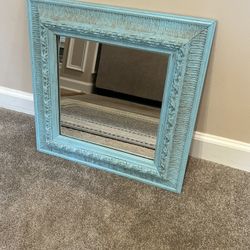 18x18" Vintage Turquoise Shabby Chic Mirror!
