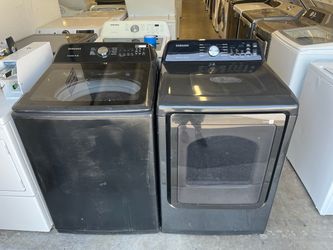 Used Black Samsung Washer and Gas Dryer Top Load Big Capacity