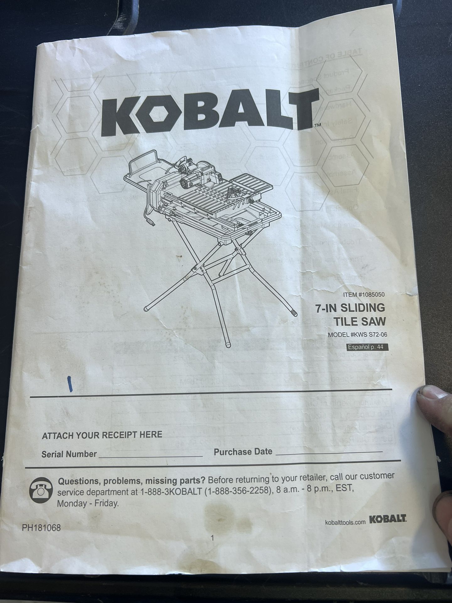 Kobalt 7 In 1 Tile saw