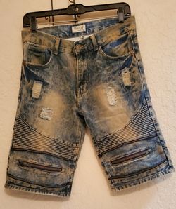 Blue Cult Denim shorts.