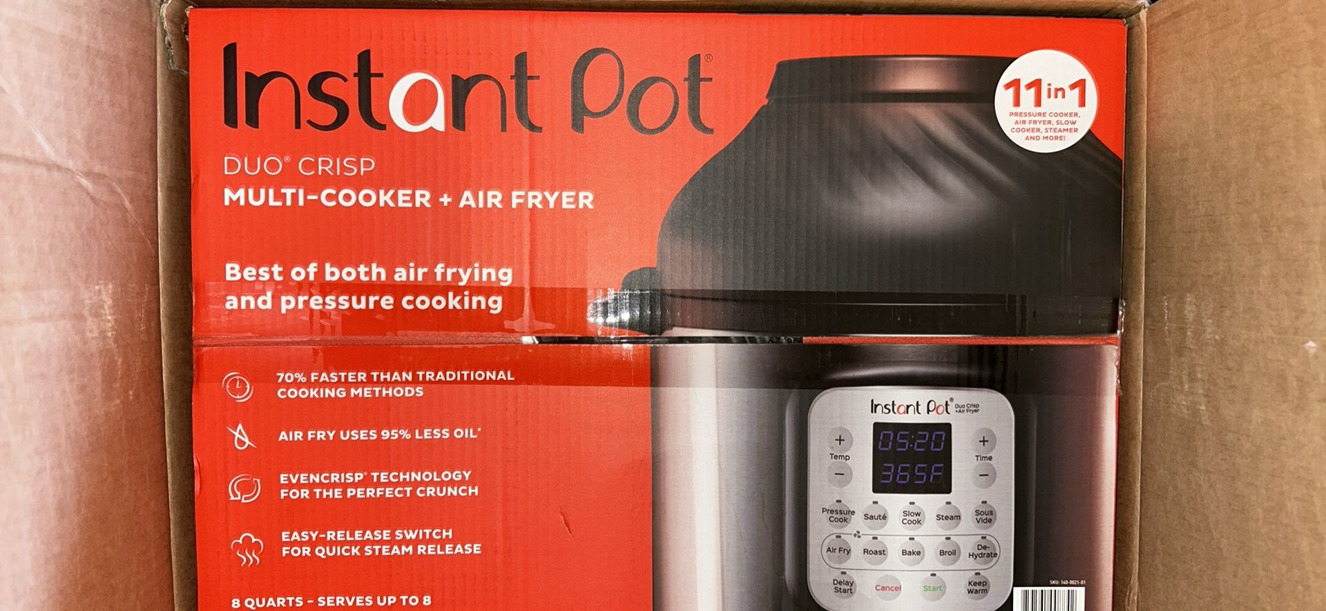Instant Pot Duo Crisp 11-in-1 Air Fryer and Electric Pressure Cooker Combo with Multicooker Lids that Air Fries, Steams, Slow Cooks, Sautés, Dehydrate