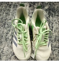 adidas Adizero Ubersonic 4 Tennis Sneakers White/Green/Gray 5 JR1673