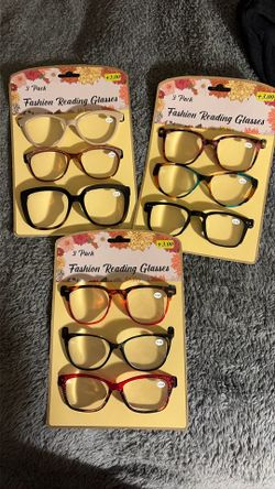 Nine Pairs Of Fashion Reading Glasses (3) Three Packs - +3.00 Script