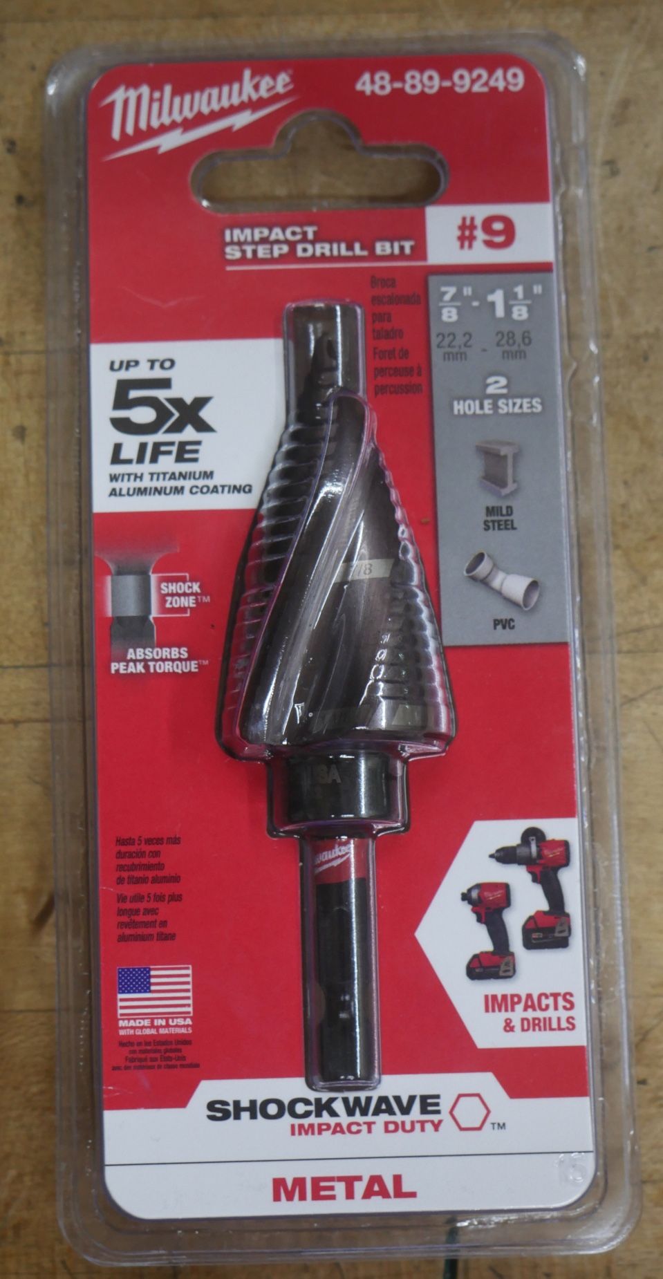 Milwaukee 48-89-9249 SHOCKWAVE Impact Duty Step Bit - Titanium. NEW