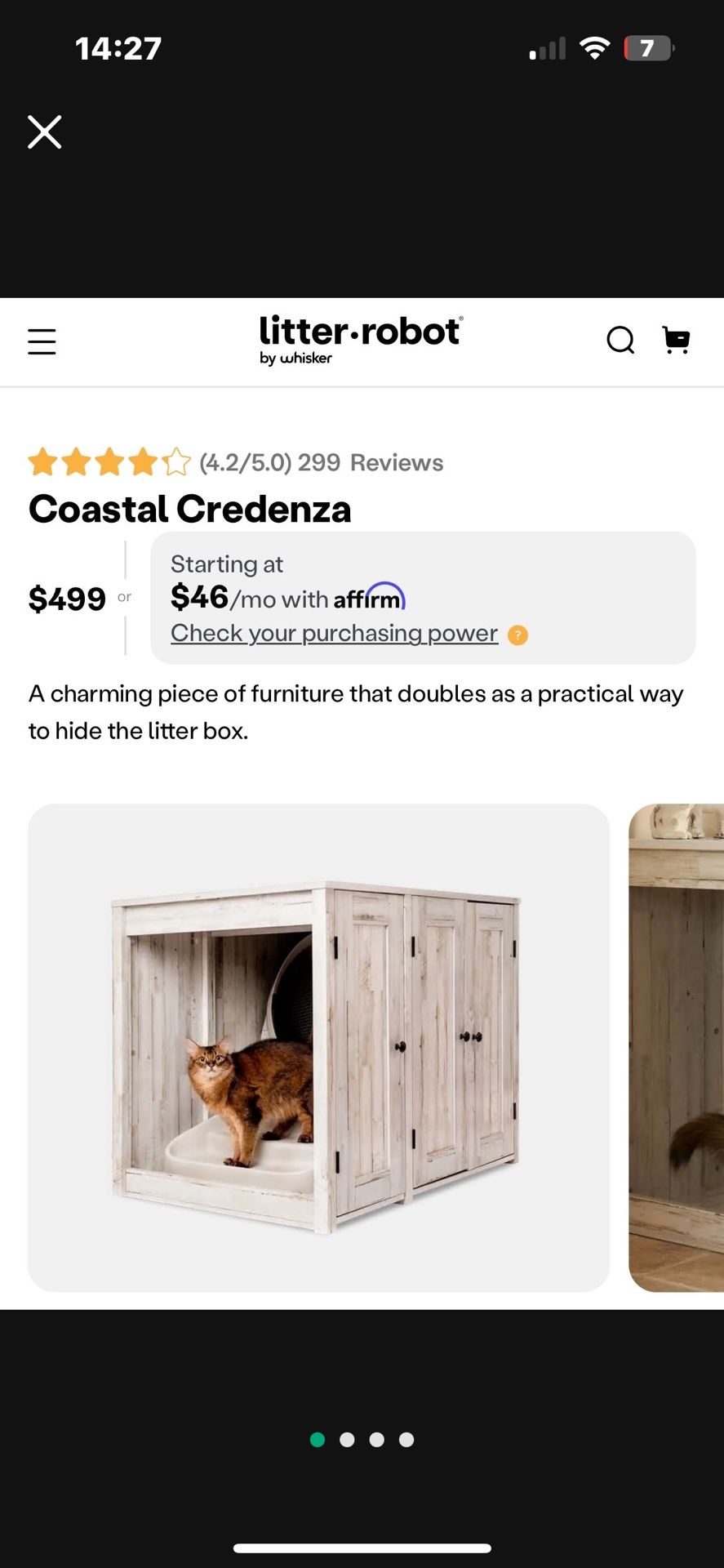 Litter Robot Coastal Credenza Cabinet Cat 