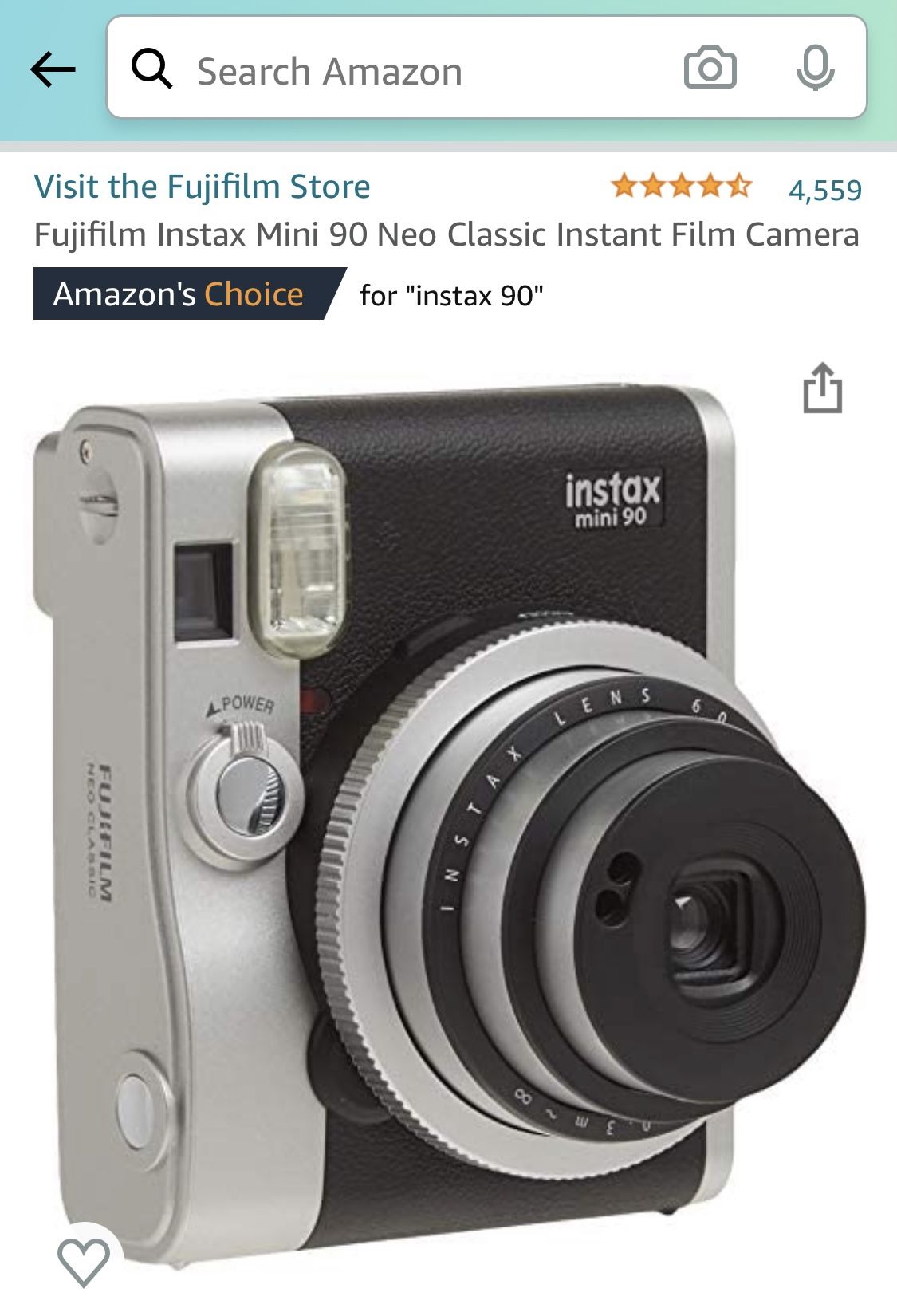 Fujifilm Instax Mini 90 Neo Classic Instant Camera (BLACK)