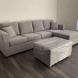 Grey Sectional With Free Ottoman ‼️different Colors Available ‼️