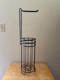 Black Metal Wire Toilet Paper Holder Stand