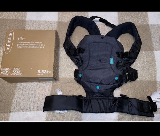 Infantino Flip 4-in-1 Convertible Baby Carrier, Adjustable, Ergonomic Babywearing, Registry Essential, Baby Carrier for Newborn to Toddler, Gray