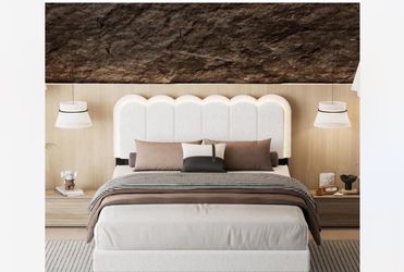 Brand New Queen LED Bed Frame – Lambswool Petal Headboard