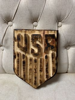 USA emblem charred