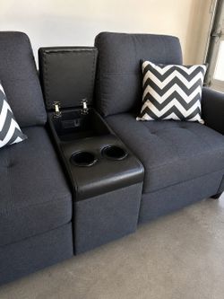 🛋️ New 2-Piece Sofa & Loveseat Set| USB Console & Cup Holders