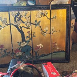 Japanese It Chinese 4 Panel Reversible Hand Painted 