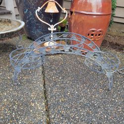 26" Vintage Black Metal Plant Stand With Ivy Leaves 