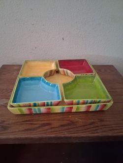 Ceramic Divided Serving Tray with Four Sections