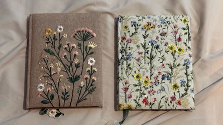 Floral Embroidered Hardcover Journals Set of 2