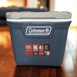 Coleman 316 Series 60QT Ice Chest Rolling Cooler with Wheels, Lakeside Blue