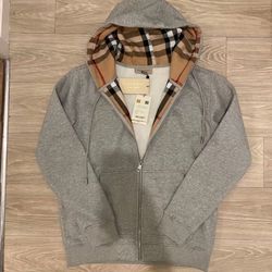 burberry zip up hoodie grey