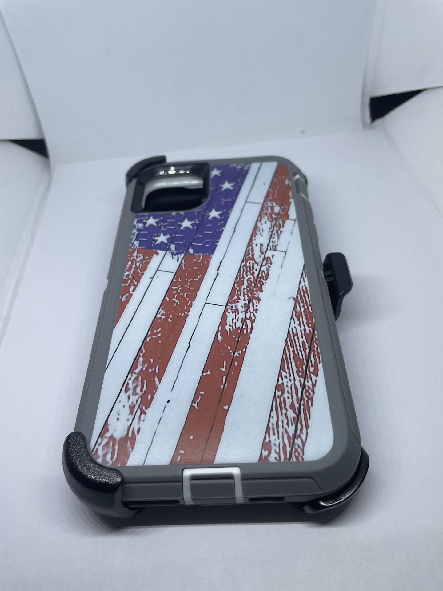 For iPhone 11 Pro Max USA Flag Camouflage Belt Clíp Case 