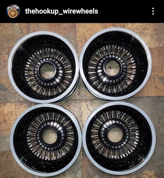13x7 Wirewheels Black Spokes And Dish Zenith Hub And Locking Knock Offs
