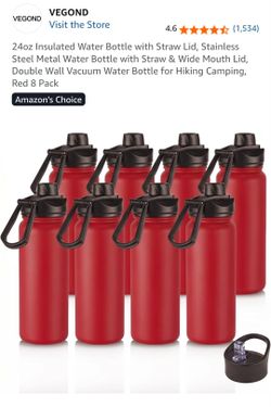 Vegond 24oz Insulated Stainless Steel Water Bottles 8-Pack